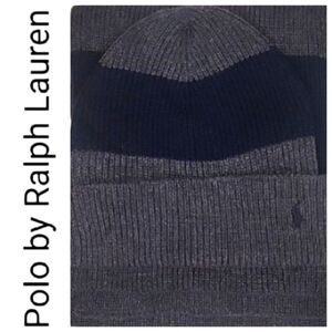 NEW! POLO BY RALPH LAUREN Men's Wool Blend Beanie Hat & Scarf 2pc. Gift Set.
